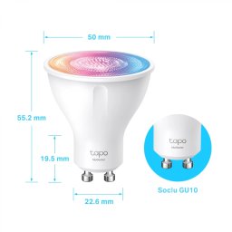 BEC LED wireless TP-LINK, 350lm, 2.9W, fasung GU10, temp culoare 2200K - 6500K,ctr prin smartph.cu apl.Tapo, ajustare auto a luminii in fct. de mom zilei Tapo L630 (include timbru verde 0.60 lei)