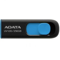 MEMORIE USB 3.2 ADATA 256GB, retractabila, carcasa plastic, negru / albastru, AUV128-256G-RBE (timbru verde 0.03 lei)