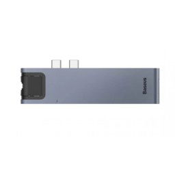 DOCKING Station Baseus, conectare PC USB Type-C x 2, USB 3.0 x 2, USB Type C x 1 PD 87W,SD x 1,MicroSD x 1,HDMI x 1/4K/60Hz,RJ-45 Gigabit LAN x 1,gri CAHUB-L0G (timbru verde 0.18 lei)-6953156287358