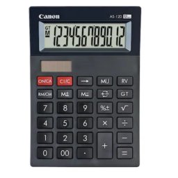 Calculator de birou CANON, AS-120 II, ecran 12 digiti, alimentare solara si baterie, negru, 4722C003AA (timbru verde 0.18 lei)