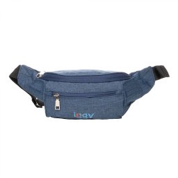 BORSETA Iggy, polyester,1 bretea, 1 compartiment principal,1 compartiment frontal, 38x16x6.5cm, albastru IGFP-BELT-BL