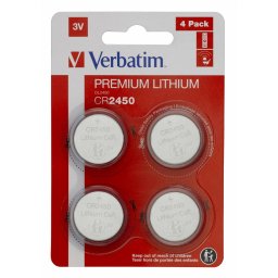 BATERIE VERBATIM, butoni (CR2450), 3V litiu, 4 buc., 49535 (timbru verde 0.04 lei)
