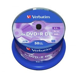 DVD+R VERBATIM 8.5GB, 240min, viteza 8x, 50 buc, Double Layer, spindle, Matt Silver 43758