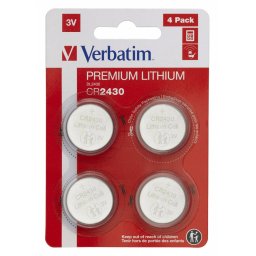 BATERIE VERBATIM, butoni (CR2430), 3V litiu, 4 buc., 49534 (timbru verde 0.04 lei)