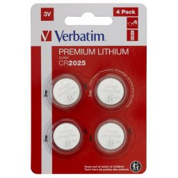 BATERIE VERBATIM, butoni (CR2025), 3V litiu, 4 buc., 49532 (timbru verde 0.04 lei)