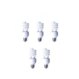 SET 5 becuri fluorescent Panasonic, soclu E27, putere 19W, forma spirala, lumina alb rece, alimentare 220 - 240 V, EFD19E65HD3E-5 (timbru verde 2.25 lei)