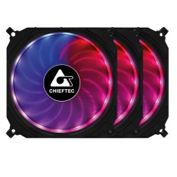 SET 3 VENTILATOARE CHIEFTEC PC 120x120x25 mm, ADD RGB LED, 3 buc. in pachet & HUB & telecomanda CF-3012-RGB