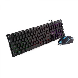 KIT gaming SPACER USB, tastatura RGB rainbow + mouse optic 7 culori, black, SP-GK-01 (timbru verde 0.8 lei)