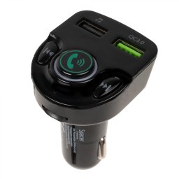 MODULATOR AUTO FM SPACER, Bluetooth 5.0. 1xUSB QC3.0 & 1xUSB max. 5V/3.1A, 12V-24V, max. 10-15m, mic max. 0-2m, format MP3/WMA, 206 canale 87.5-108Mhz, USB disk, microSD, answer/reject/hang up/redial, black, SPFM-01-QC (timbru verde 0.18 lei)