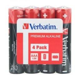 BATERIE VERBATIM AAA (R3), 1.5V alcalina, 4 buc., shrink wrap 49500 (timbru verde 0.32 lei)