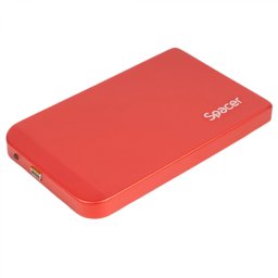 RACK extern SPACER, pt HDD/SSD, 2.5 inch, S-ATA, interfata PC USB 3.0, Husa piele sintetitca, aluminiu, rosu, SPR-25611R (timbru verde 0.8 lei)