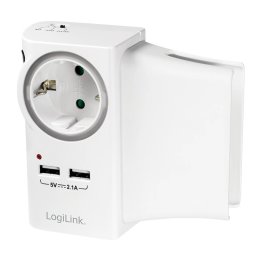 PRIZA LOGILINK, Schuko x 1, conectare prin Schuko (T), USB x 2, 16 A, protectie supratensiune, protectie copii, alb, PA0165 (include TV 0.8lei)