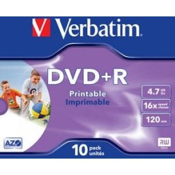 DVD+R VERBATIM 4.7GB, 120min, viteza 16x, 1 buc, Jewel case,Single Layer, printabil, Wide Inkjet Printable 43508