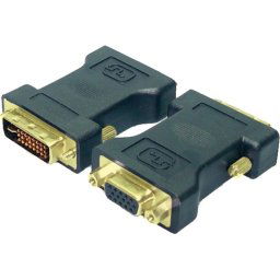 ADAPTOR video LOGILINK, DVI-I DL (T) la VGA (M), conectori auriti, negru, AD0001 (timbru verde 0.18 lei)