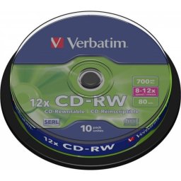 CD-RW VERBATIM 700MB, 80min, viteza 8-12x, 10 buc, spindle, 43480