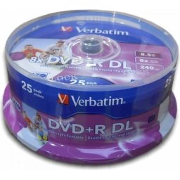 DVD+R VERBATIM 8.5GB, 240min, viteza 8x, 25 buc, Double Layer, spindle, printabil, Wide Inkjet Printable 43667