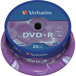 DVD+R VERBATIM 4.7GB, 120min, viteza 16x, 25 buc, Single Layer, spindle, Matt Silver 43500