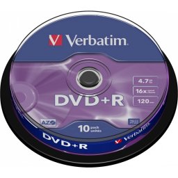 DVD+R VERBATIM 4.7GB, 120min, viteza 16x, 10 buc, Single Layer, spindle, Matt Silver 43498 951763