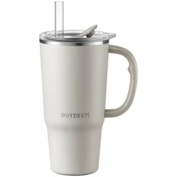 BUYDEEM Thermo Mug With Straw 700 ml, model DS57, color Oats White