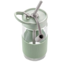 BUYDEEM Portable Glass Straw Bottle 500 ml, model CD1017, color Cozy Greenish
