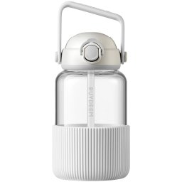 BUYDEEM Pop-Up Straw Glass Bottle, model DG710, color Oats White
