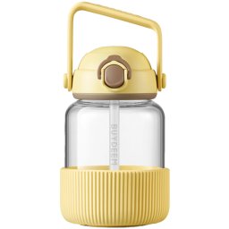 BUYDEEM Pop-Up Straw Glass Bottle 800 ml, model DG78, color Mellow Yellow