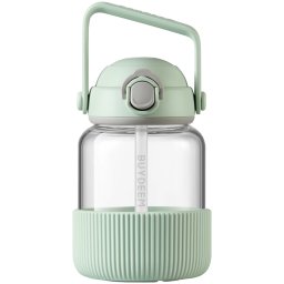 BUYDEEM Pop-Up Straw Glass Bottle 800 ml, model DG78, color Cozy Greenish