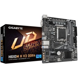 GIGABYTE Mainboard Desktop H610M H V3 DDR4 (LGA1700, 2xDDR4, 1xD-Sub, 1xHDMI, GLAN, 1xPCIe x16 4.0, 1xPCIe x1 3.0,1xM.2, 4xSATA3) mATX