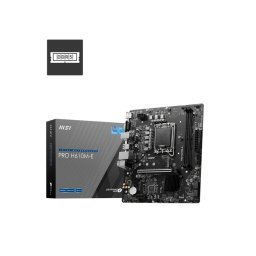 MSI PRO H610M-E, mATX, LGA 1700, Dual Channel DDR5 5600+MHz, 1x PCIe x16 slot, 1x M.2 slot, 1x HDMI, 1x VGA, 2x USB 3.2 Gen 1, 4x USB 2.0, 7.1 HD Audio, Realtek ALC897 Codec, 3Y PRO_H610M-E