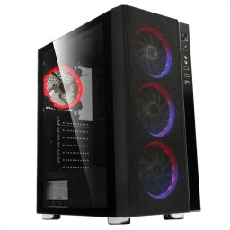 CARCASA SPACER - gaming, Middle Tower, ATX, RAINBOW, fara sursa, sticla securizata, 4 x ARGB fan, USB 2.0 x 2, USB 3.0 x 1, HD-Audio, mesh, HUB, telecomanda, panou frontal plasa metalica+aluminiu, SPCS-GC-RAINBOW (timbru verde 0.35 lei)