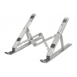 SUPORT de birou LOGILINK pt. notebook, 7 pozitii, suporta dimensiuni 10-16, pliabil, aluminiu, suport antiderapant, argintiu, AA0134