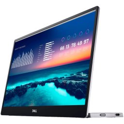 Monitor LED Dell Portable P1424H, 14, FHD (1920x1080), 16:9 60Hz, IPS AG, ComfortView, Anti-glare, 300 cd/m2, 1000:1, 178/178, 6ms, DP, 2x USB-C, Tilt