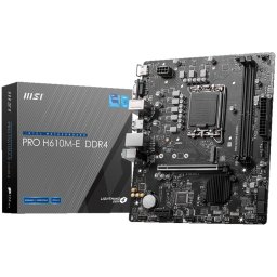 MSI PRO B760M-B DDR4, mATX, Socket 1700, Dual Channel DDR4 4800(OC)MHz, 1x PCIe x16 slots, 2x M.2 slots, 1x HDMI, 1x DP, 1x VGA, 1x USB 3.2 Gen 2 Type-C, 1x USB 3.2 Gen 1, 4x USB 2.0, 2x ARGB Headers, 7.1 HD Audio, 1Gbps LAN, 3Y