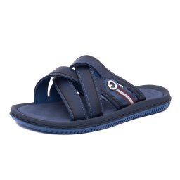 Papuci barbati din piele eco, Cartago, 9B12317-BF018 FIJI ESSENCIAL SLIDE A, bleumarin