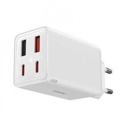 INCARCATOR RETEA Baseus GaN6 Pro, Quick Charge 65W, 2 x USB Type-C Output 5V/3A, 2 x USB, Include cablu USB Type-C la USB Type-C de 100W, Alb