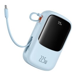 Acumulator Extern Baseus Qpow2 Digital Display, 20000mAh, 22.5 W, 2 x USB Type-C output-input, 1 x Lightning, 1 x USB, Include cablu USB la USB Type-C de 30cm, Albastru "PPQD030103" - 6932172618179
