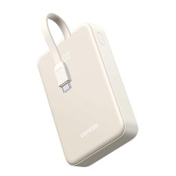 Baterie externa Ugreen PB521, 20000mAh, 30W, USB Type-C input/output, USB Type-C cablu integrat, USB, display, alb