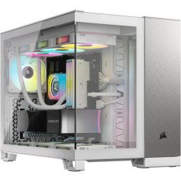 Carcasa CORSAIR 2500X, AIRFLOW, RGB, Mid-Tower, Tempered Glass, mATX, Alb Satin / Gri