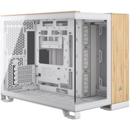 Carcasa Corsair 2500X, AIRFLOW, RGB, Mid-Tower, Tempered glass, Alb si lemn