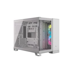 Carcasa Corsair iCUE 2500X RGB, Micro ATX, Dual Chamber, Tempered Glass, Alb