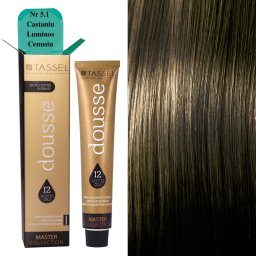 Vopsea de par cu 12 uleiuri hranitoare si putin amoniac Dousse Tassel nr 5.1, Castaniu Luminos Cenusiu 100 ml