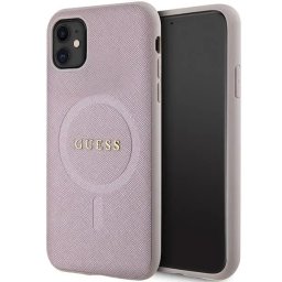Husa Guess GUHMN61PSAHMCP case for iPhone 11 / Xr - pink Saffiano MagSafe