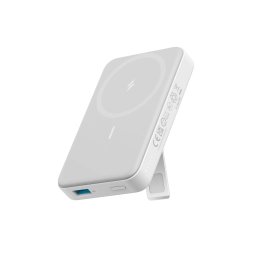 POWER BANK Anker MagGo 10.000 mAh, 27W Qi 2.0 15W, suport pliabil, compatibil iPhone 15/14/13/12, 1 x USB-C, afisaj inteligent, 389 g, alb, A1654G21 (timbru verde 0.98 lei) - 194644173371