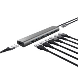 Hub Trust Halyx 7xUSB 3.2 Gen1, gri TR-24967 (timbru verde 0.8 lei)