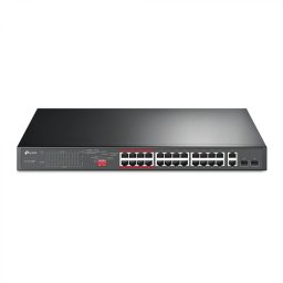 Switch TP-Link, 24-Port 10/100Mbps + 2-Port Gigabit Unmanaged PoE+, 2× combo Gigabit SFP TL-SL1226P (timbru verde 2 lei)