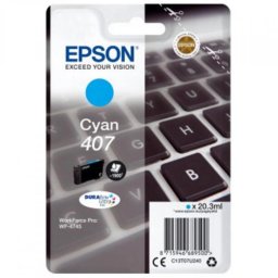 Cartus Cerneala Original Epson Cyan, nr.407, pentru WF-4745 Series , 20,3ml, (timbru verde 0.15 lei), C13T07U240