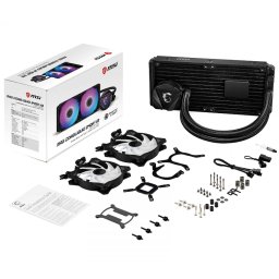 Cooler MSI CORELIQUID 240R V2, skt universal, racire cu lichid, ventilator 120 mm x 2, 2000 rpm, iluminat ARGB, CORELIQUID 240R V2 (timbru verde 2.00 lei)