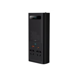 INVERTOR ELECTRIC auto Baseus, IGBT, 2 x AC, 1 x USB Type-C, 1 x USB, 300W 220V, conectare auto 12V, negru CGNB010101 (timbru verde 2.00 lei) - 6932172608675
