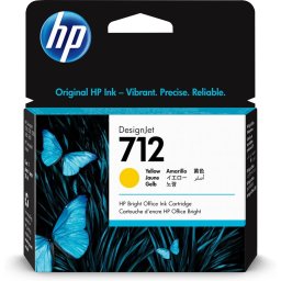 Cartus cerneala Original HP Yellow, nr.712, pentru DesignJet Studio 24Studio 36T230T250T630T650, 38ml, (timbru verde 0.15 lei), 3ED69A