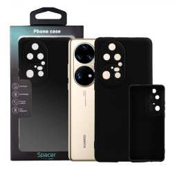 Husa Huawei telefon P 50 Pro, negru, tip back cover, material flexibil silicon + interior cu microfibra, SPPC-HU-P-50P-SLK